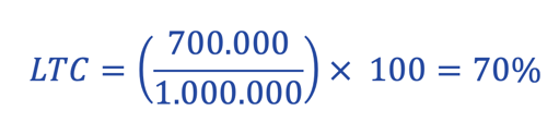 LTC = (700,000/1,000,000) x 100 = 70%